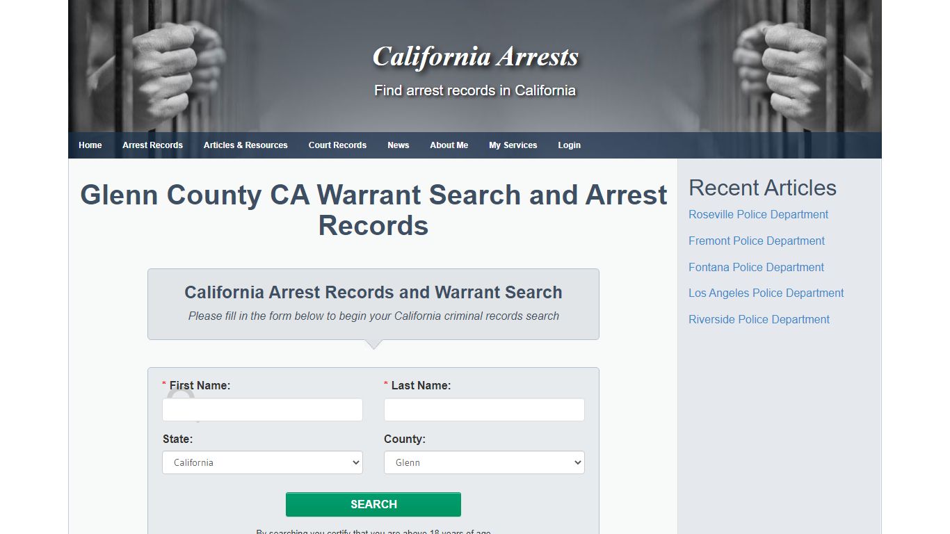 Glenn County CA Warrant Search and Arrest Records